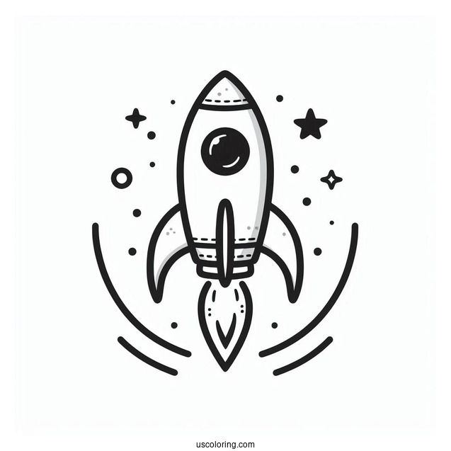 Easy Outline Of a Rocket To Color For Preschoolers