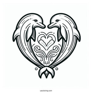 Two Dolphins Shaped In A Love Heart