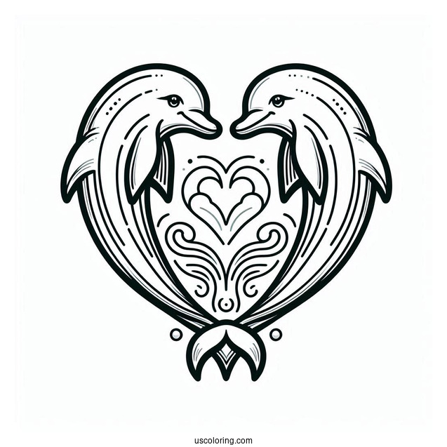 Two Dolphins Shaped In A Love Heart
