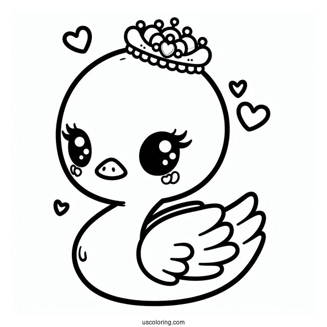 Kawaii Swan Coloring Page Princess