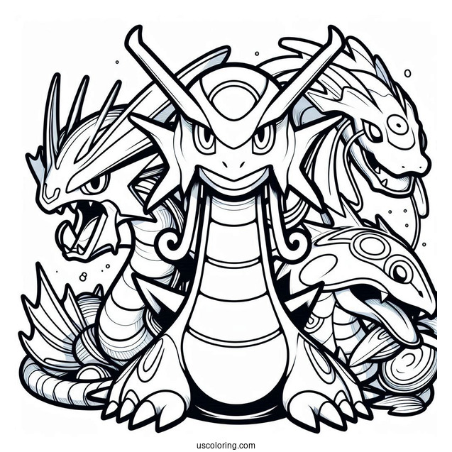 Groudon With Kyogre And Rayquaza Coloring Page