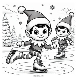 Elf On The Shelf Ice Skating To Color