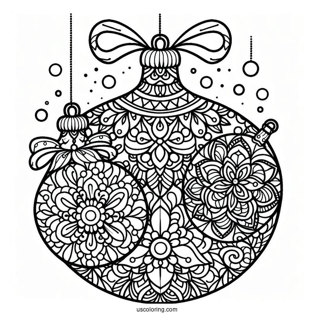 Christmas Mandala Coloring Page Baubles