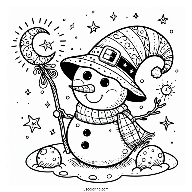 Magical Looking Young Snowman To Color