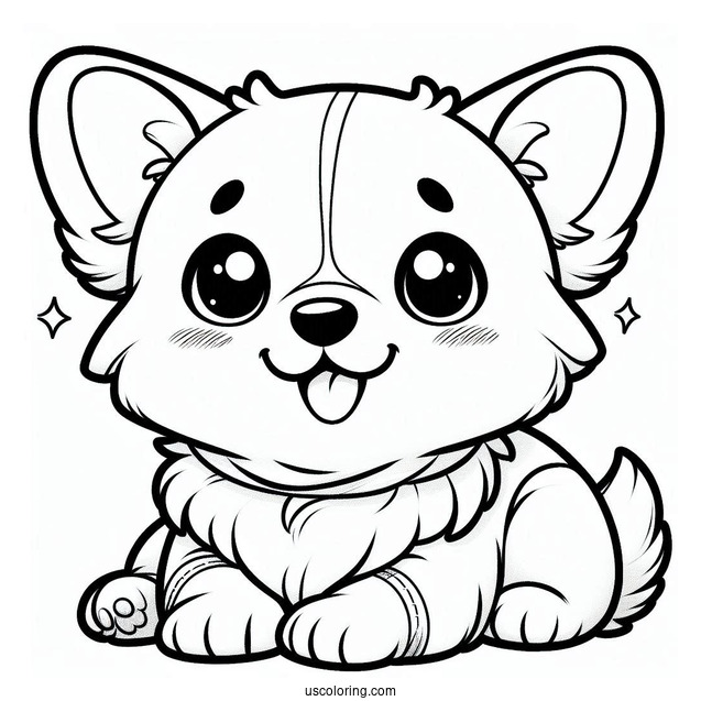 Cute Kawaii Corgi To Color