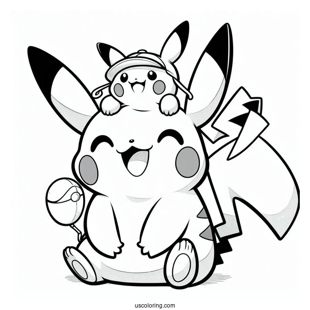 Happy Pikachu And Raichu Coloring Page Pokemon Poster