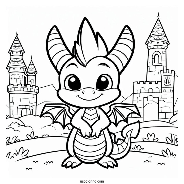 Cute Baby Sypro Coloring Page Inside A Castle