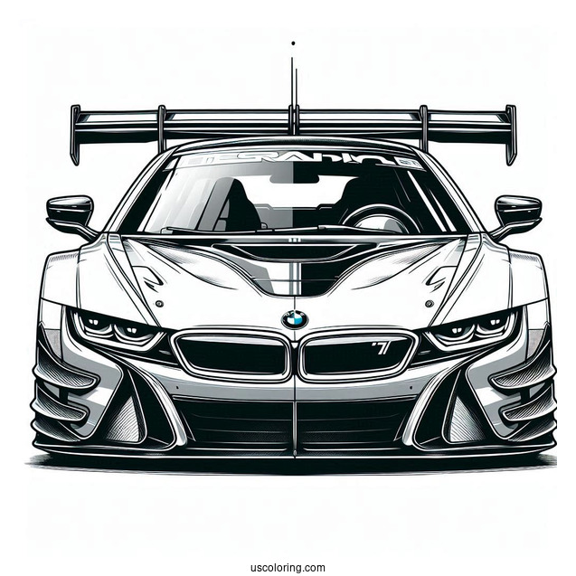 Front Of BMW Coloring Page i8 Race Car