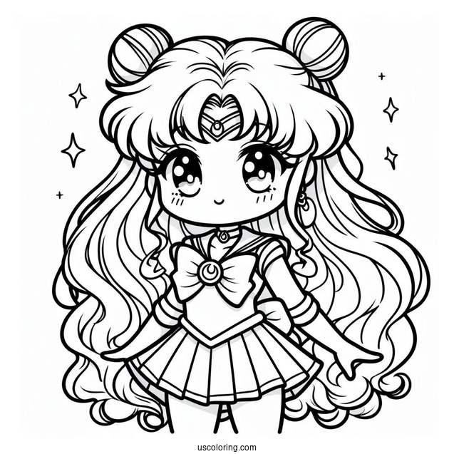 Chibi Sailor Jupiter Coloring In For Preschoolers
