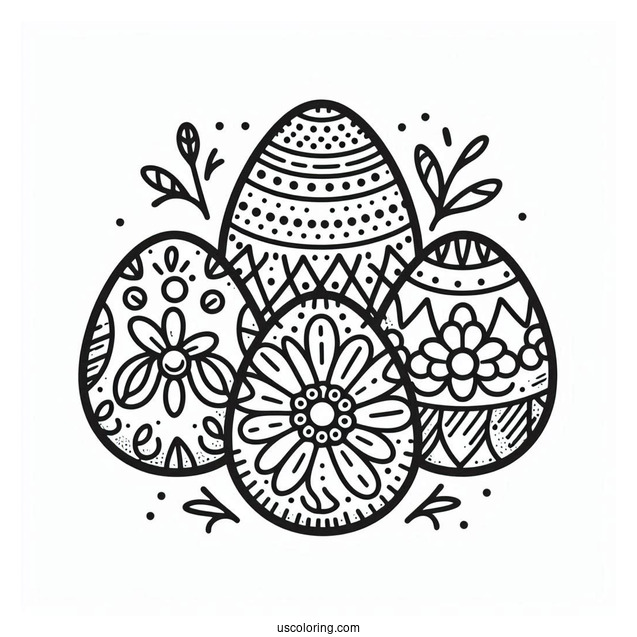 Simple Easter Eggs Coloring Page For Kids