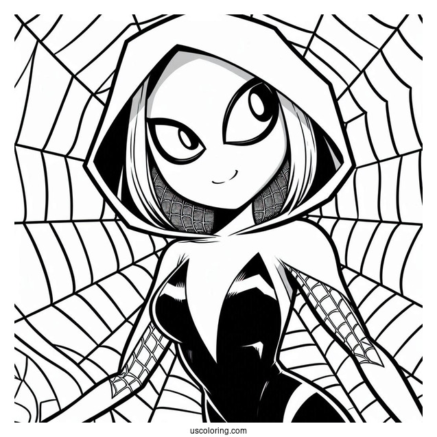 Easy Spider Gwen Coloring Page For Kids