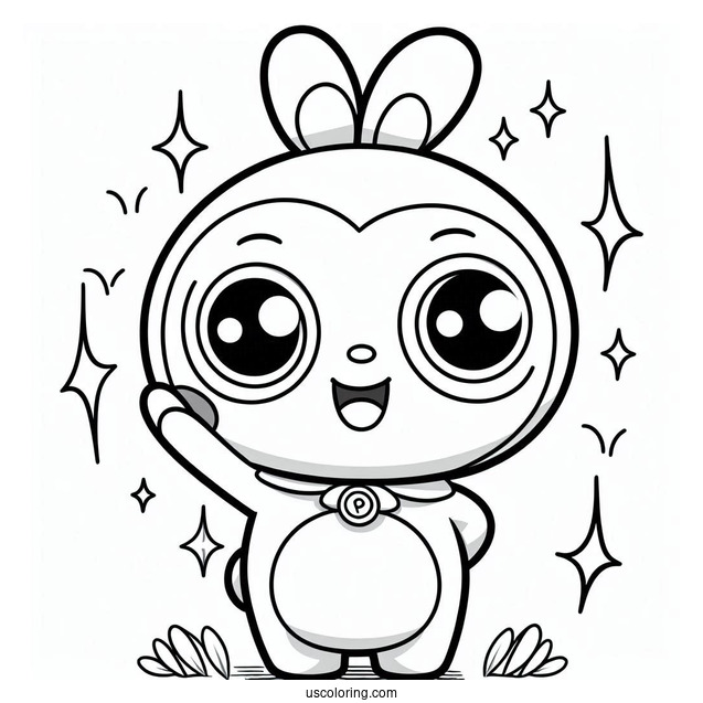Pororo Coloring Page Of Poby Winking And Waving