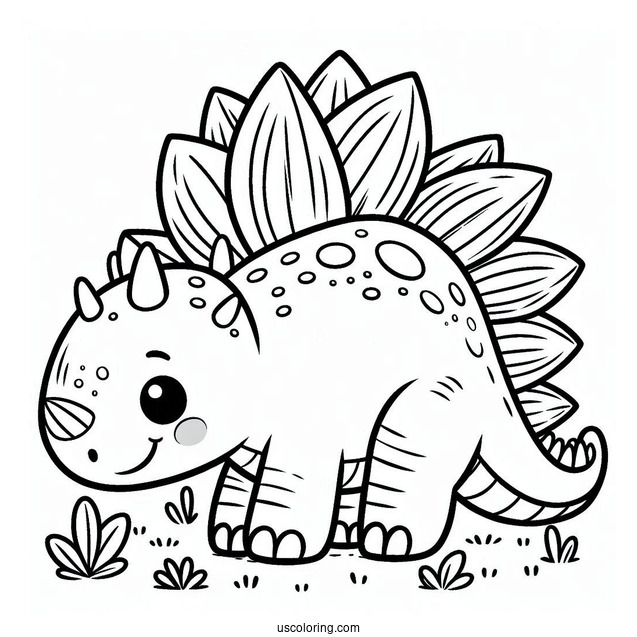 Cute Stegosaurus Coloring Page For Preschoolers