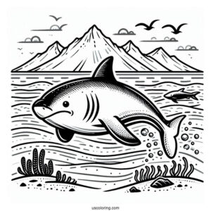 Shark Coloring Page Chasing Seal In The Ocean