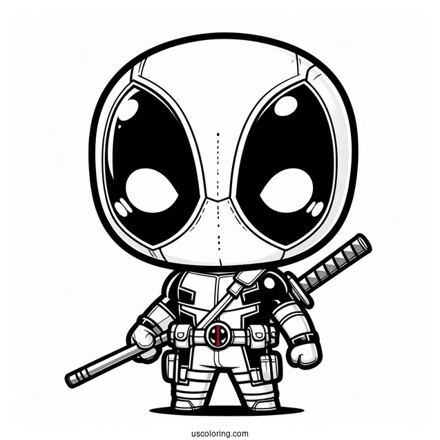 Chibi Deadpool Coloring Page