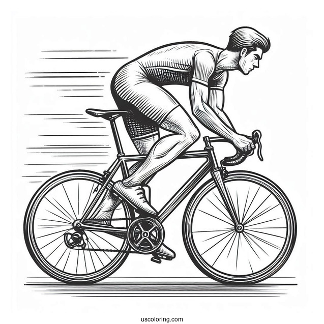 Man Racing On Bicycle Coloring Page