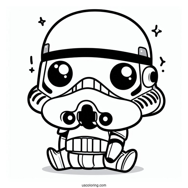 Kawaii Chibi Stormtrooper Coloring Page For Preschoolers