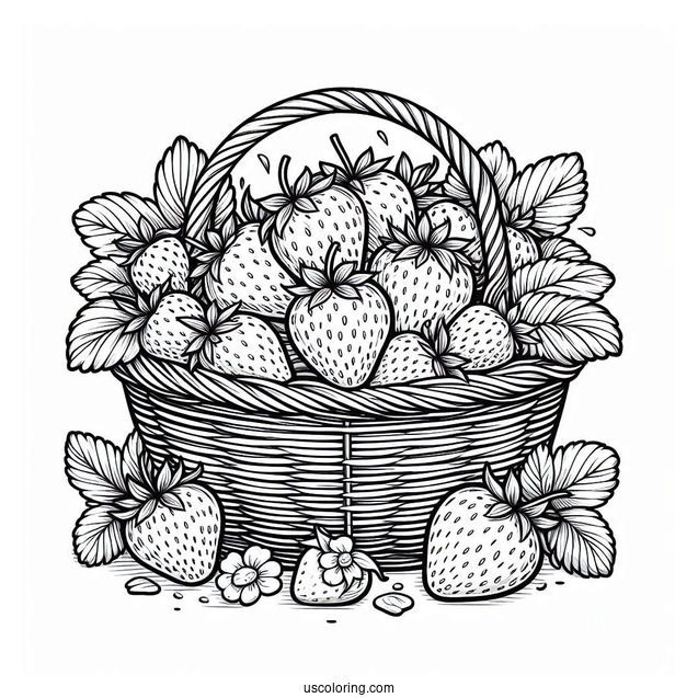 Basket Full Of Strawberries Coloring Page