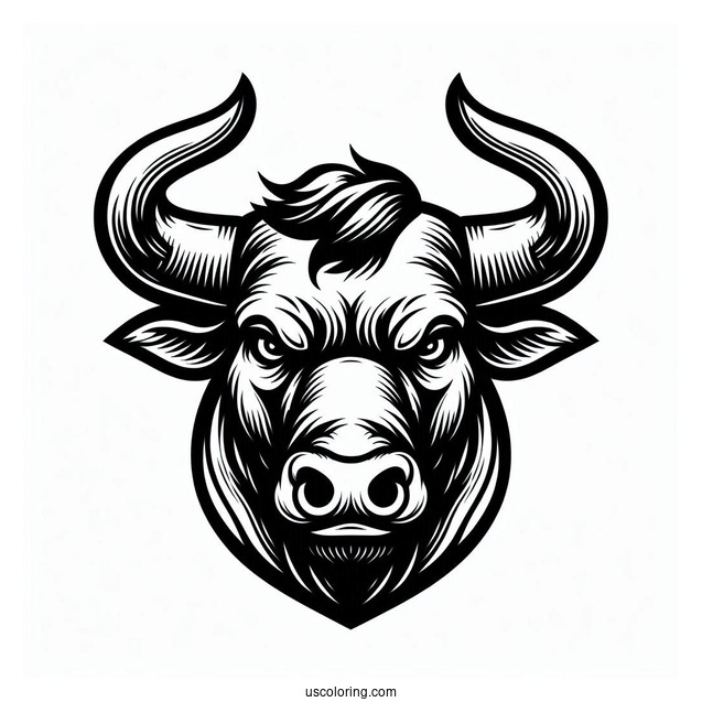 Head Of Angry Bull Coloring In