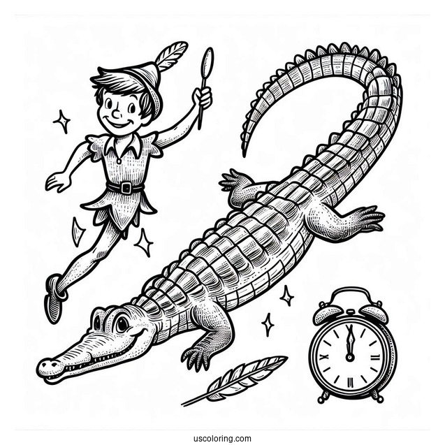 Peter Pan Tick Tock Crocodile To Color