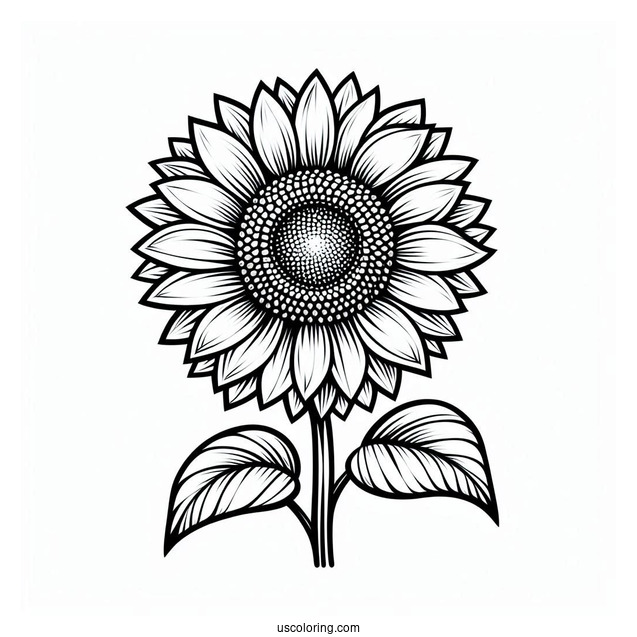 Tall Sunflower With Seeds Coloring In