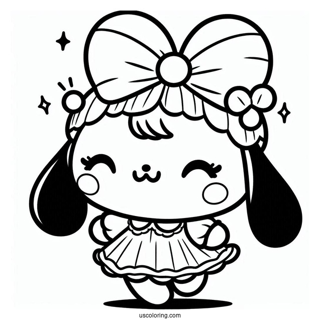 Sweet Pochacco And Pochamii Coloring Page For Kids