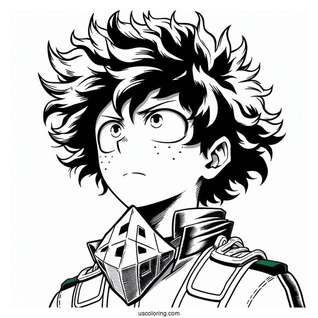 My Hero Academia Coloring Page Of Detaled Izuku Midoriya