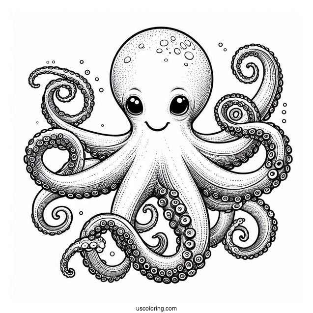 Realistic Octopus Coloring Page