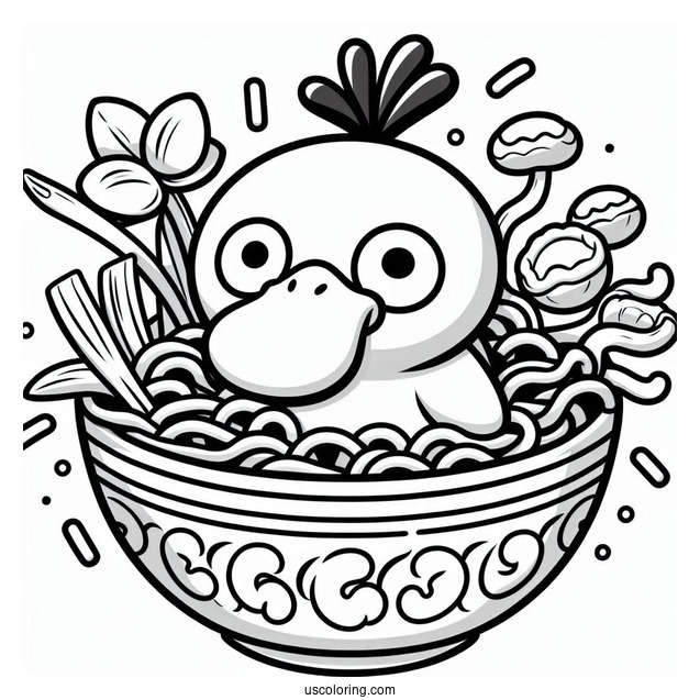 Psyduck Coloring Page In Cup Noodles