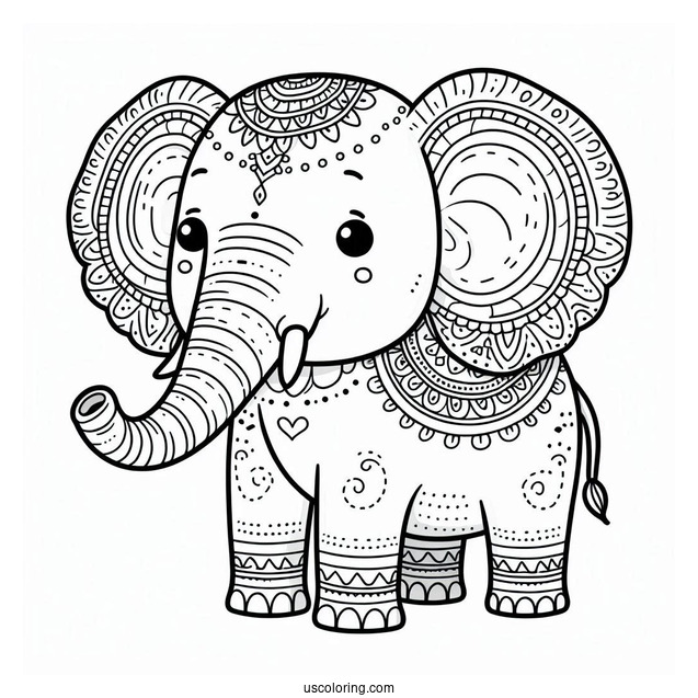 Elephant With Big Trunk Coloring In