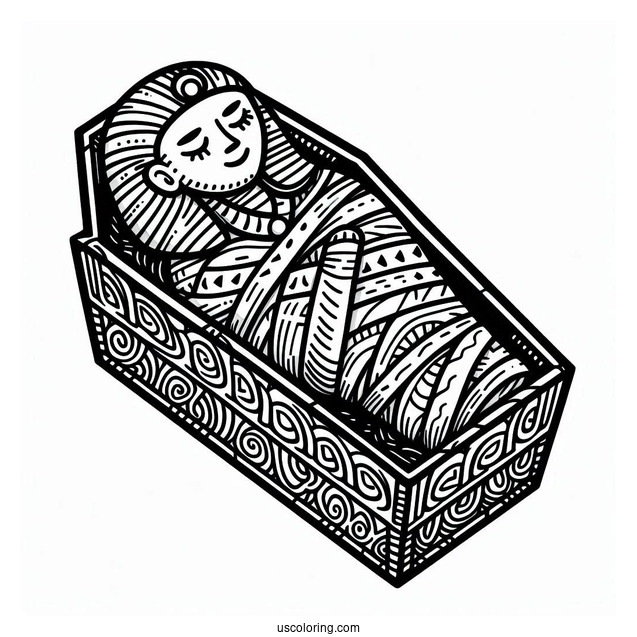 Mummy Coloring Page Of Egyptian Stone Coffin Under The Sun