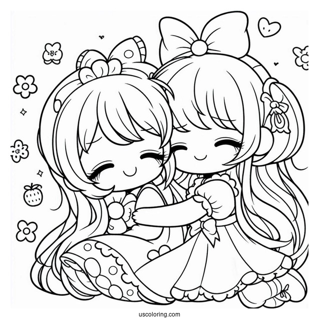 My Melody Coloring Page Hugging Uta Yumeno