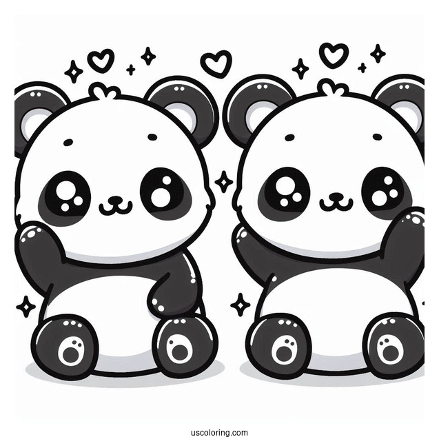 Two Cute Kawaii Pandas