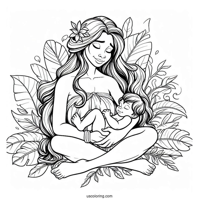 Kala Cradling Baby Tarzan Coloring Page For Kids