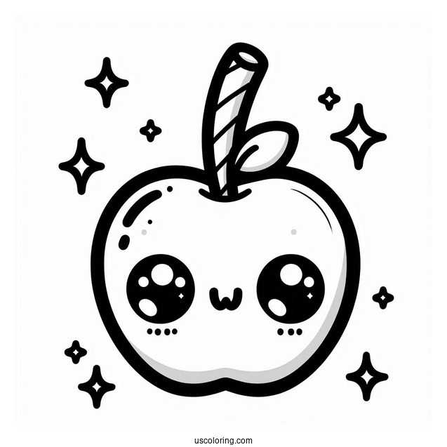 Kawaii Candy Apple Coloring Page