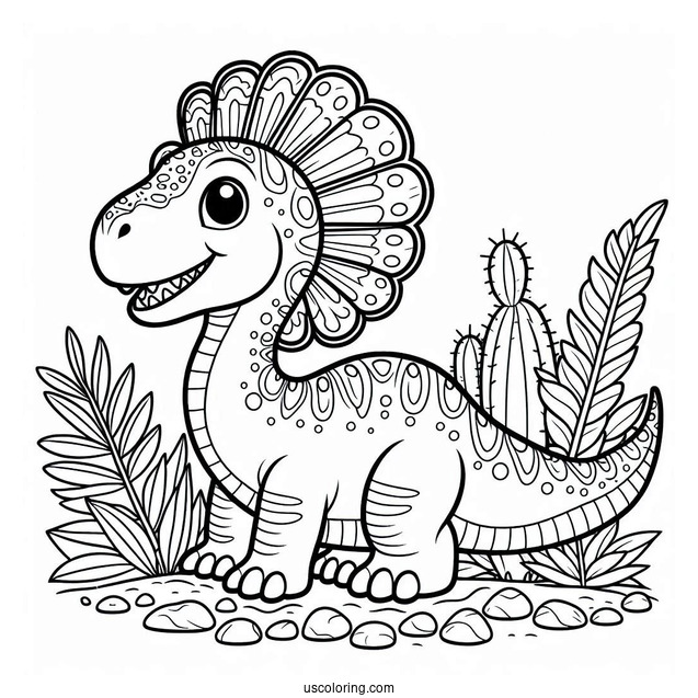 Cute Spinosaurus Coloring Page Outline For Kids