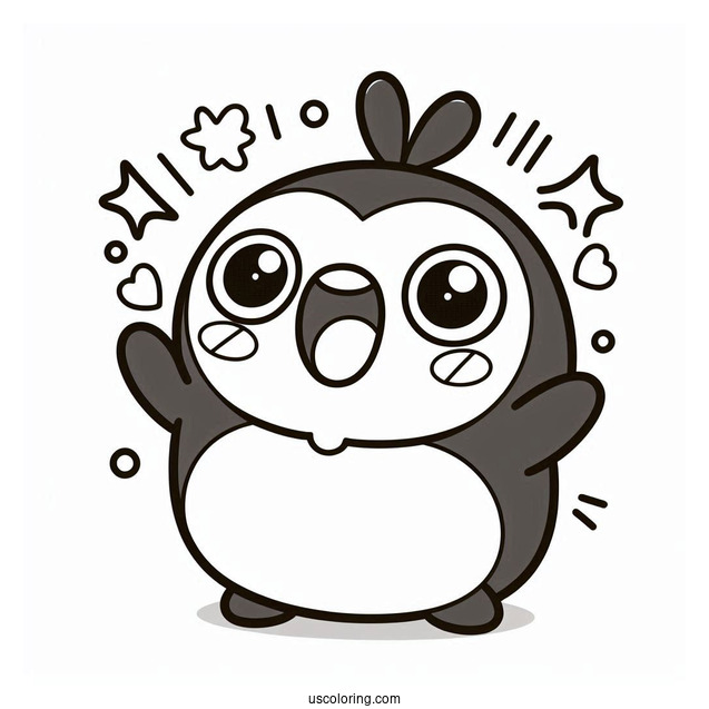 Simple Outline Of Pororo Coloring Page Cheering