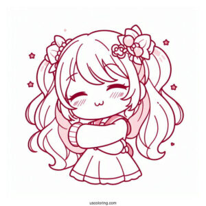 My Melody Coloring Page Hugging Uta Yumeno
