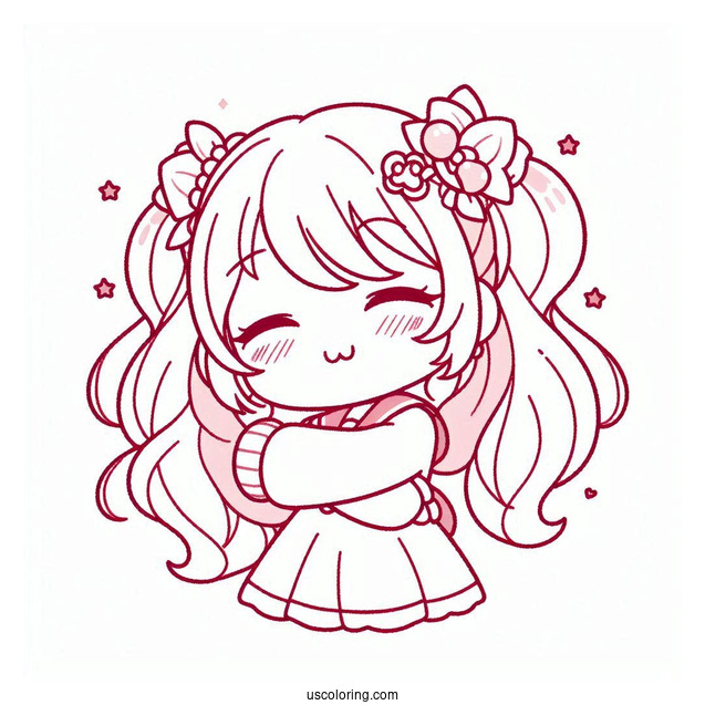 My Melody Coloring Page Hugging Uta Yumeno