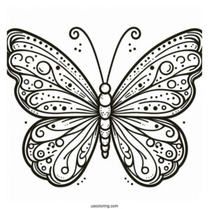 Easy Outline Of Butterfly With Spots On Wings