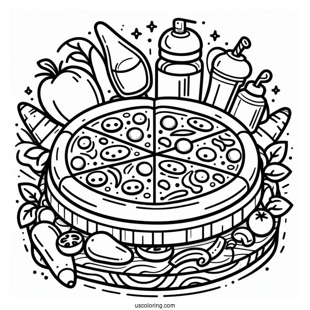 Easy Outline Of a Pizza To Color For Preschoolers