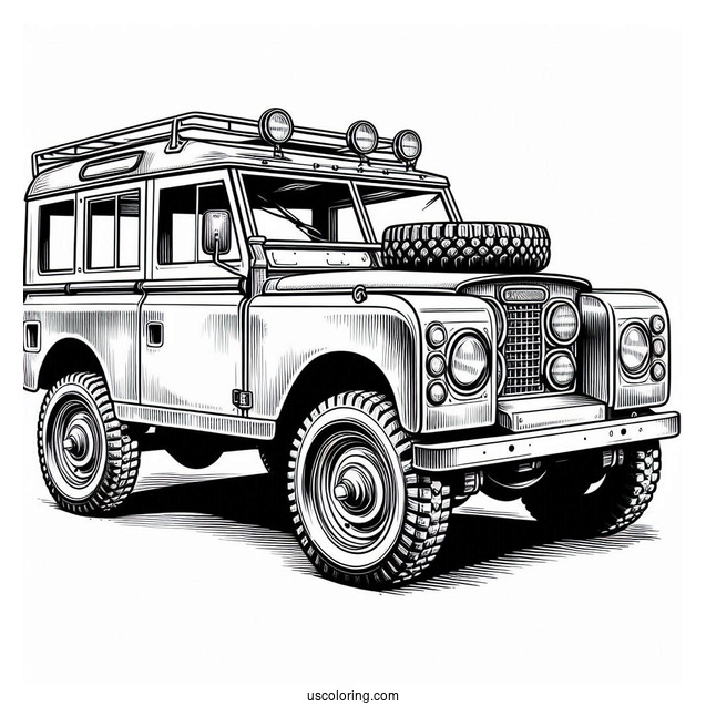 Vintage Land Rover 4X4 Car Coloring Page