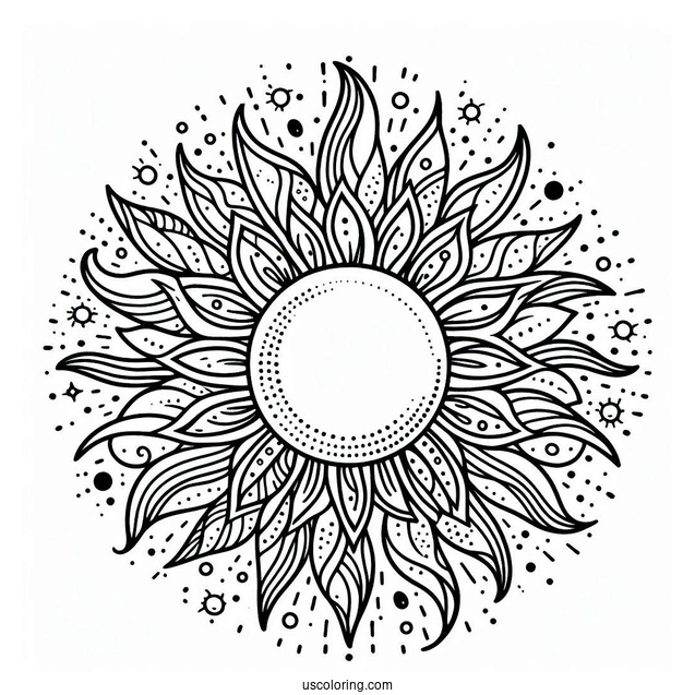 Summer Themed Sun To Color