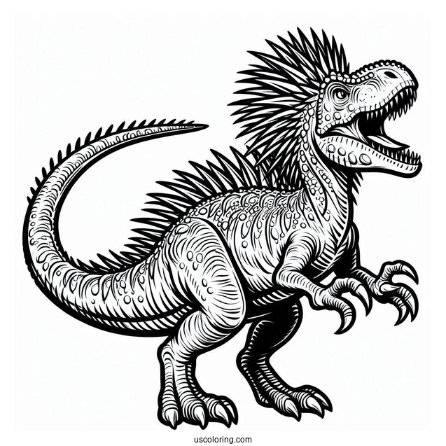 Spiky Yutyrannus Growling Coloring Page