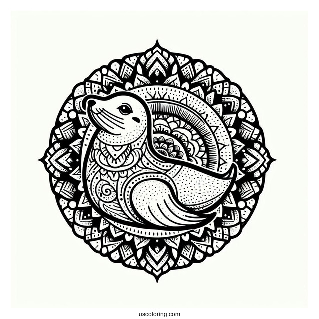 Intricate Seal Coloring Page Mandala