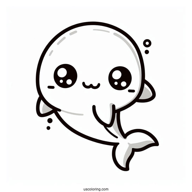 Cute Kawaii Dolphin To Color
