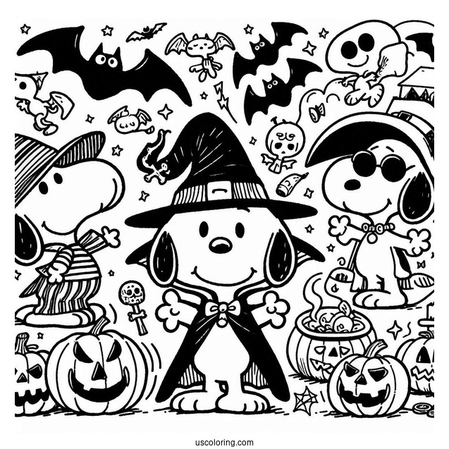 Halloween Vampire Themed Snoopy To Color