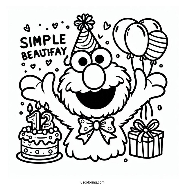 Elmo Happy Birthday Coloring Page For Parties