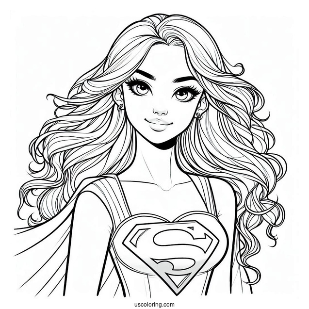 Simple Supergirl Coloring Page For Kids