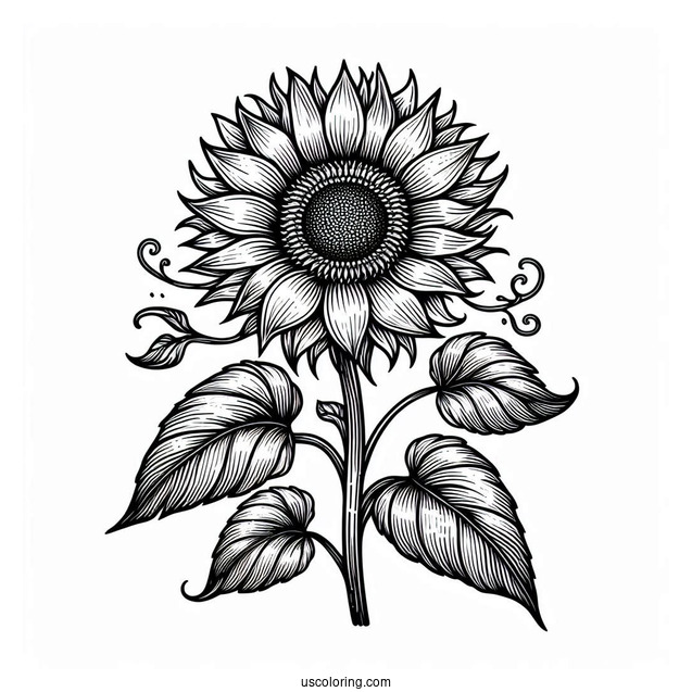 Ultra Fine Sunflower Coloring Sheet
